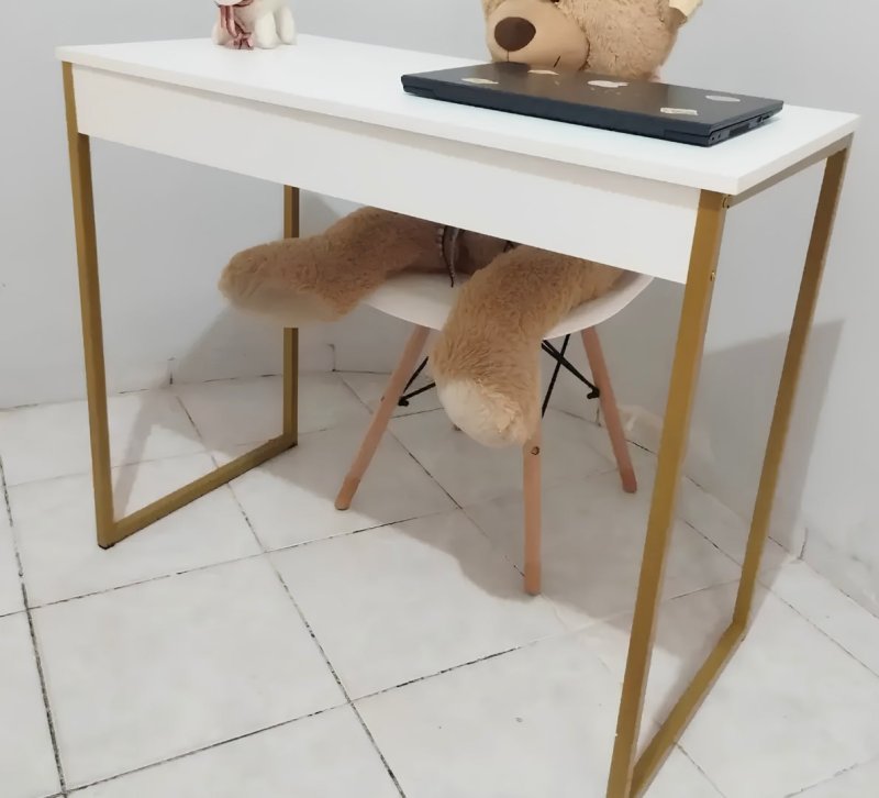Escrivaninha Industrial Mesa Estudo Aparador Office Aço Mdf