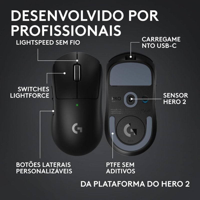Mouse Gamer sem fio Logitech G PRO X SUPERLIGHT 2c