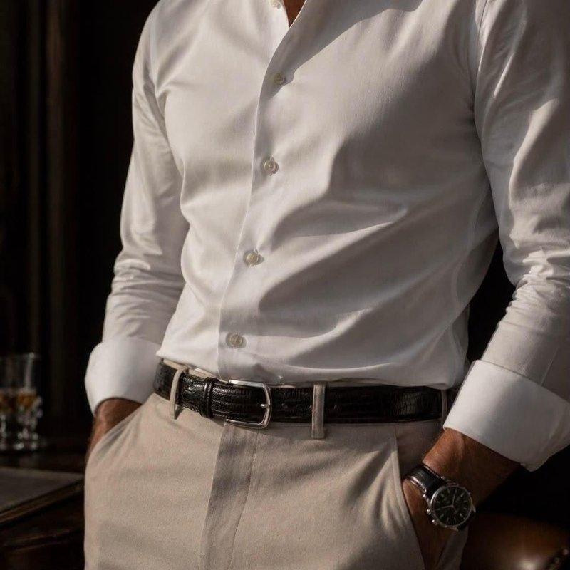 Camisa Social Masculina Manga Longa Elastano Stretch