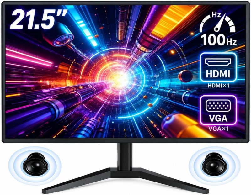 Monitor 21,5 Polegadas, Alto-falantes Integrados, Full HD 1920x1080, 100 Hz