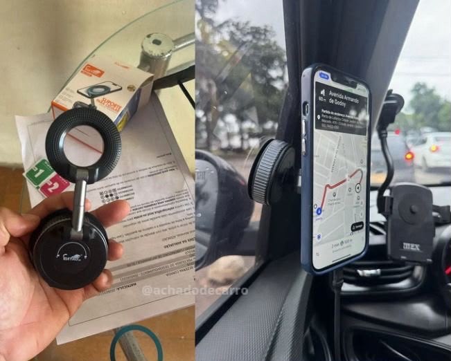 Suporte Celular Magnético Rotativo Dobrável Ventosa