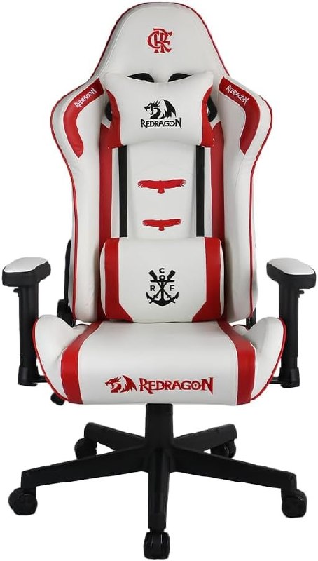 Cadeira Gamer Redragon Flamengo Glory Branco e Vermelho Até 135 Kg FL807-W