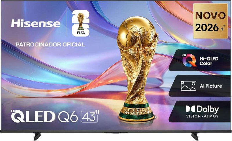 Smart TV Hisense Hi-QLED 43” 4K com Dolby Vision e Atmos