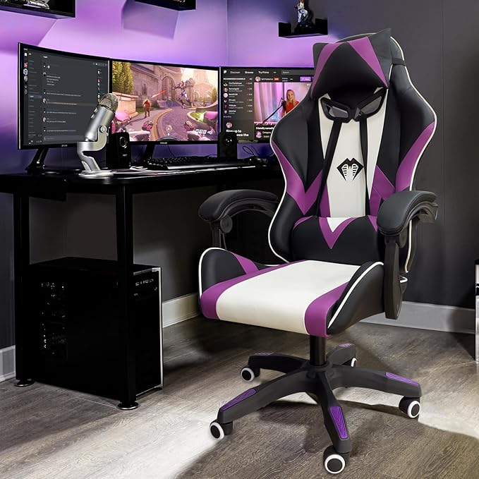 Python Fly Cadeira Gamer - Design Ergonômico Roxo - Tecido Respirável