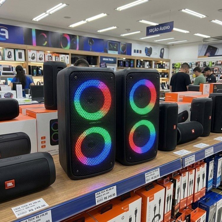 Super Caixa De Som Completa Amplificada 200w 40 Cm De Altura Cor Preto
