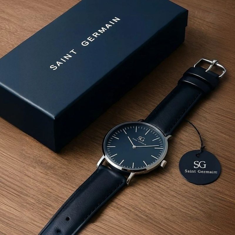 Relógio Couro Preto Saint Germain Murray Full Black 40mm