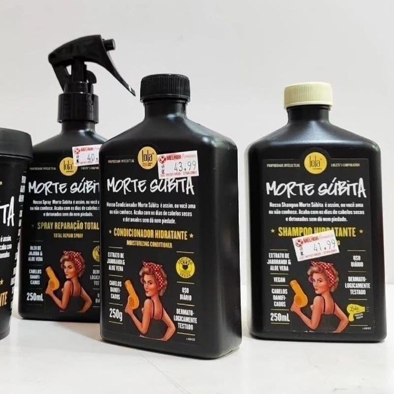 Kit Morte Súbita Lola • Shampoo 250ml • Condicionador 250g • Spray Reparação 250ml