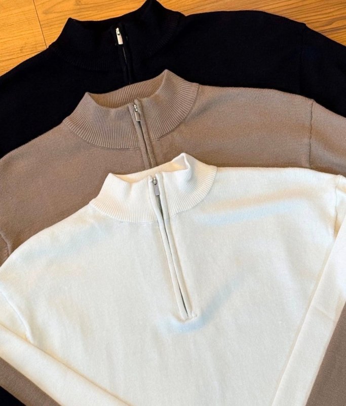 Suéter De Tricot Masculino Gola Zíper Opus