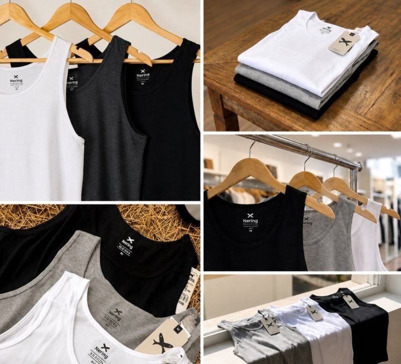 Kit Com 3 Regatas Masculinas Básicas Slim Hering