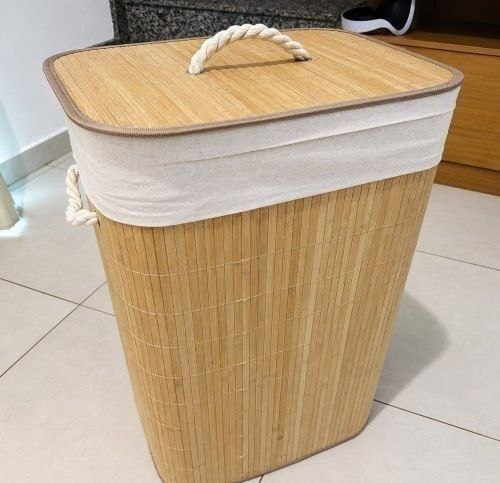 Cesto Roupa Suja Bambu Retangular 70l