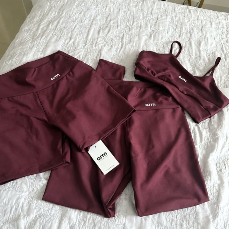 Kit Conjunto Feminino Fitness Top Alça + Legging + Short