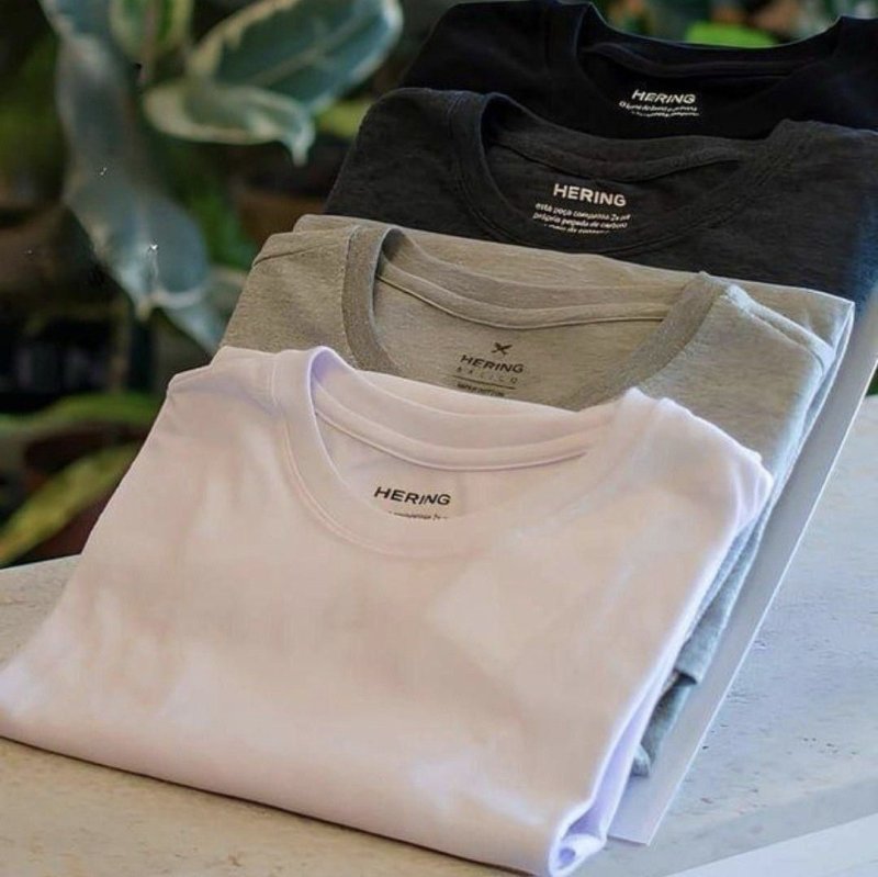Kit Com 5 Camisetas Masculinas Básicas Slim Hering 4fv31den Preto Lisa Xg