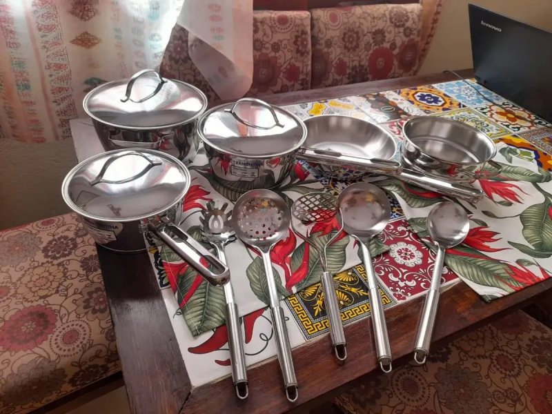 Jogo De Panelas Tramontina Allegra 5 peças Aço Inox 5 Utensílios Inox