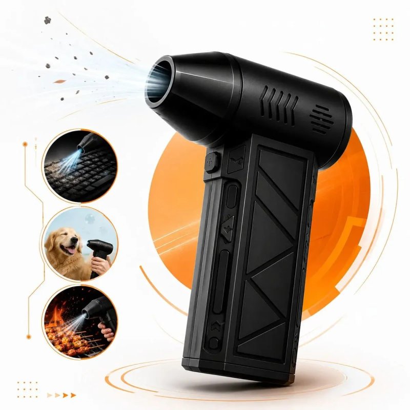 Mini Soprador Ar Turbo 130000RPM Sem Fio Recarregável USB 3 Níveis Jato Forte Portátil