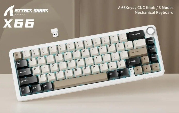 Teclado Mecânico Sem Fio Attack Shark X66