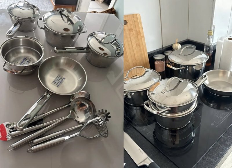 Jogo De Panelas Tramontina Allegra 5pç Aço Inox 5 Utensílios Inox
