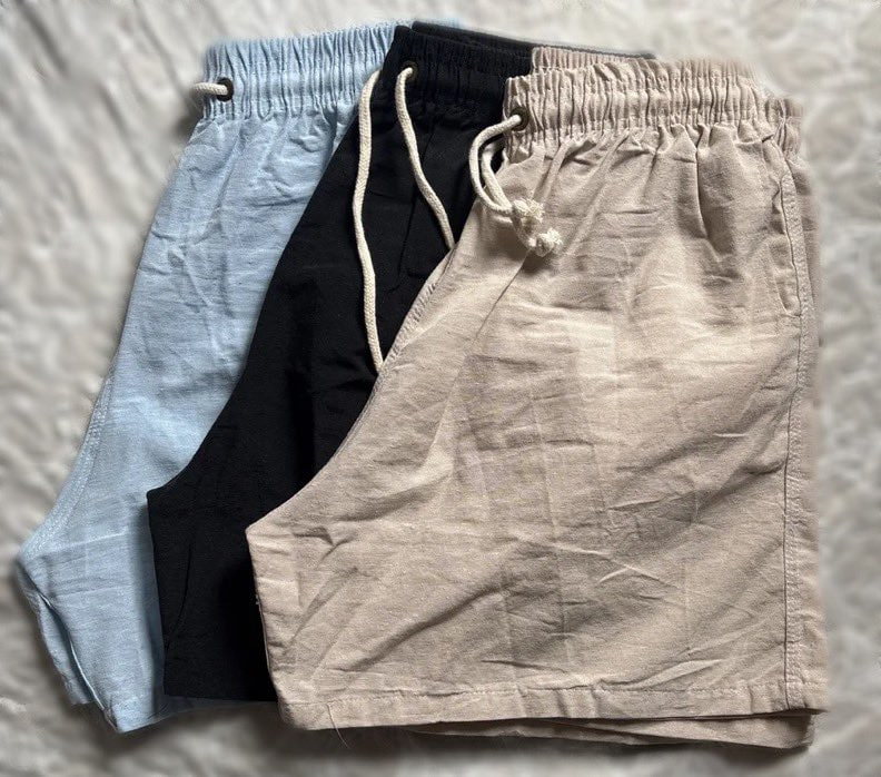 Kit 3 Shorts Linho Bermuda Masculina Estilo Urbano Cadarço
