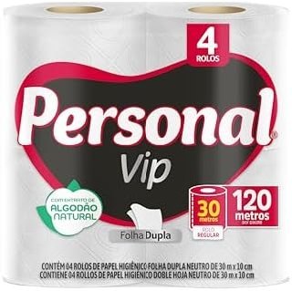Personal Papel Higiênico Vip Folha Dupla 4 Unidades Branco