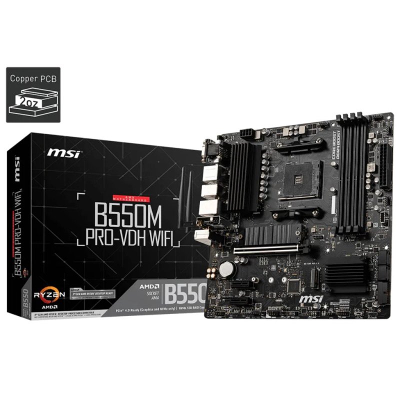 Placa Mãe Msi B550m Pro-vdh Wifi Ddr4 Socket Am4 Cor Preto