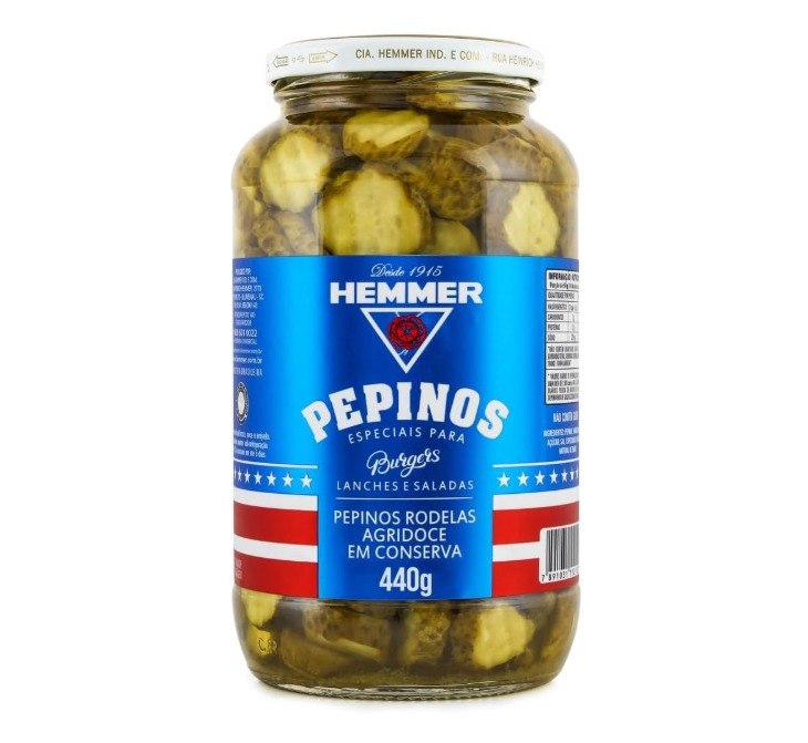 Pepinos em Conserva Agridoce Hemmer Vidro 440G