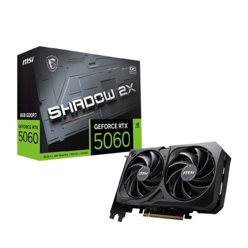 Placa de Vídeo NVIDIA GeForce MSI RTX 5060 8GB GDDR7 128BITS SHADOW 2X OC - 912-V537-037