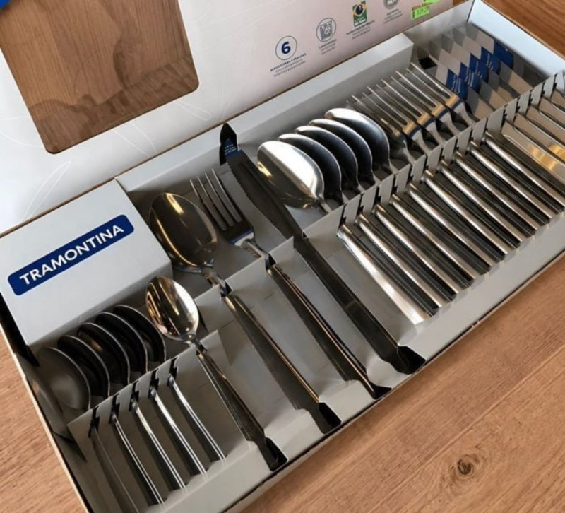 Jogo Talheres Faqueiro Búzios Aço Inox 24 Peças Tramontina