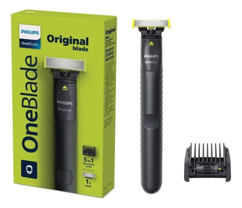 Barbeador e Aparador Elétrico Philips OneBlade com Pente 5 em 1, Sem Fio e À Prova D'Água QP1425/10