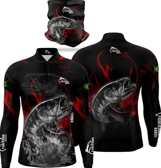 Camisa + bandana Traira Para Pesca Com Proteção UV50 + Frete Grátis