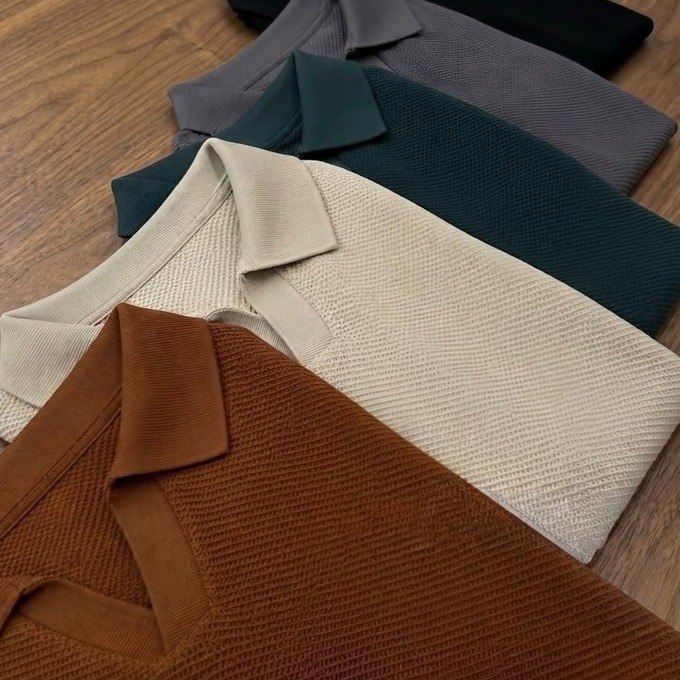 Camisa Polo Texturizada sem Botão + Frete Grátis