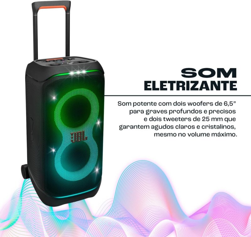 JBL PartyBox Stage 320 - 240W RMS - Bluetooth Portátil - Preto