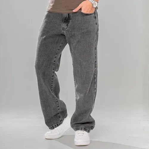 Calça Balão Jeans Masculina Marmorizada Streetwear Larga Bag
