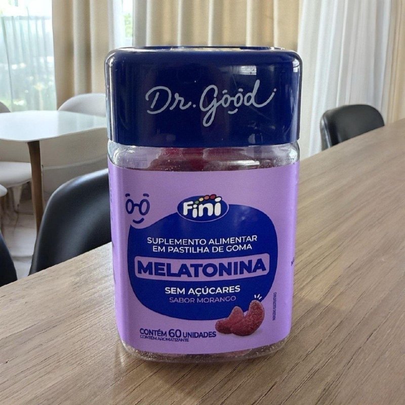 Melatonina Em Gomas Sabor Morango 60 Gomas Fini Dr Good 0.21mg