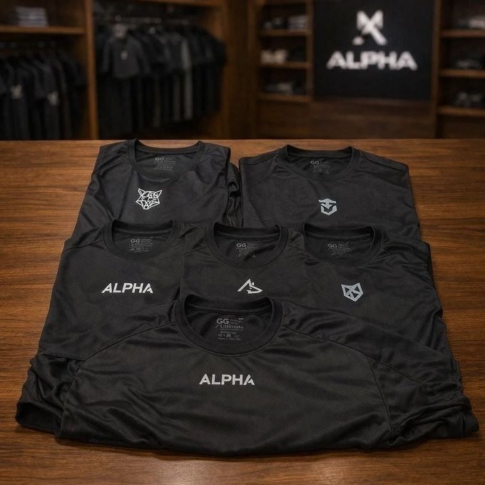 Kit com 5 Camisetas Dry All Black Alpha