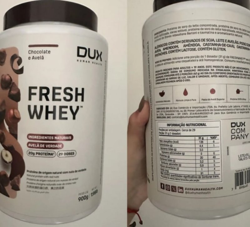 Fresh Whey DUX 900g Chocolate Belga e Avelã Pote Natural