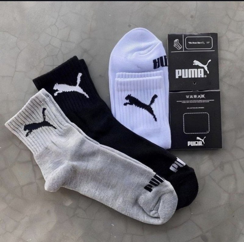 6 Pares Meias Puma Cano Médio Alto Atoalhada Academia Sport