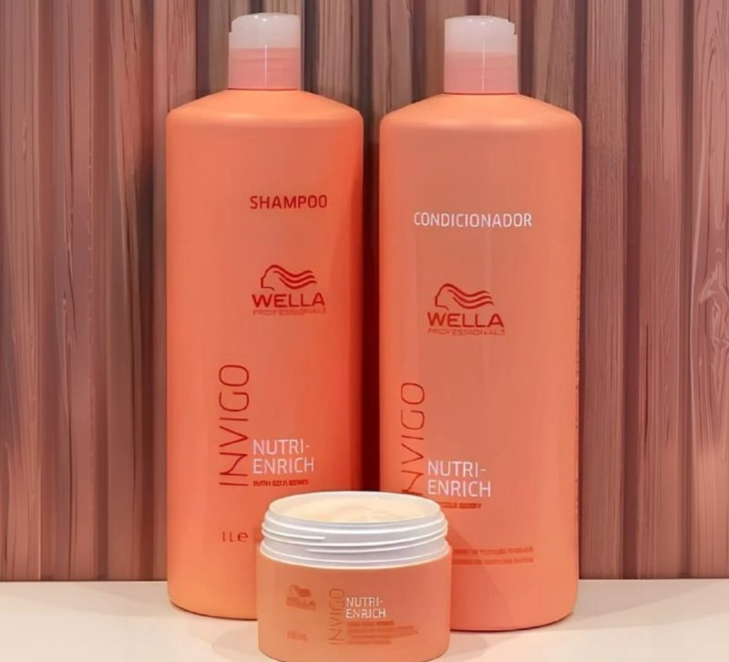 Kit Wella Pro Invigo Nutri Enrich - Shampoo 1000ml e Condicionador e Máscara