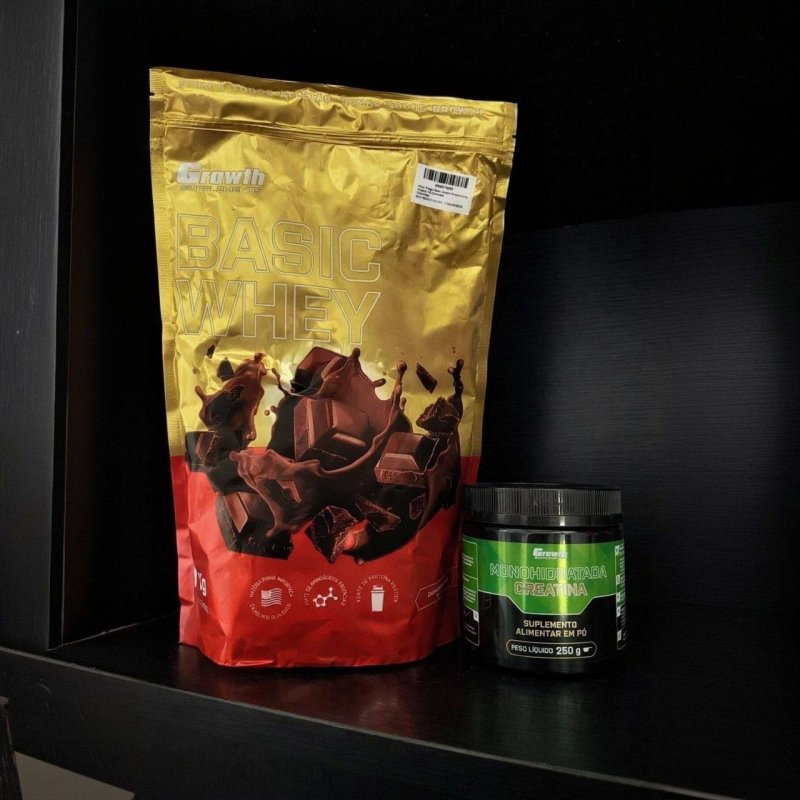 Kit Growth: Whey Protein Basic Chocolate 1kg + Creatina Monohidratada 250g