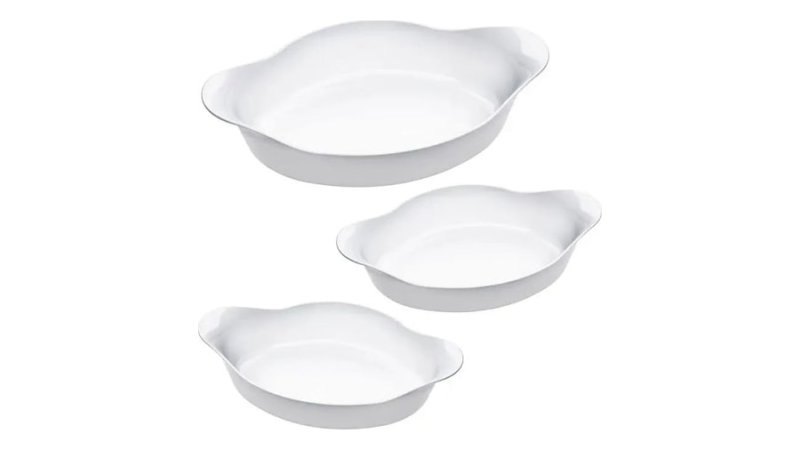 Marinex Conjunto de Assadeiras Oval Opaline 3 Peças Branco