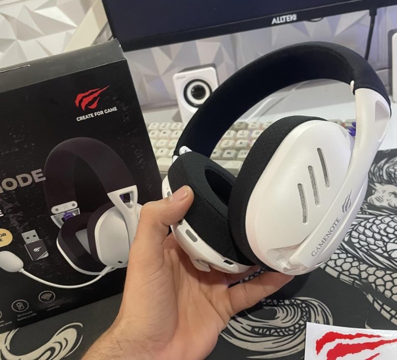 Havit Fone de Ouvido Headset Gamer Fuxi-H3 White Black, Com Fio e Sem Fio, Wireless 2,4GHz, Bluetooth, Cabo USB-C, Cabo 3,5mm