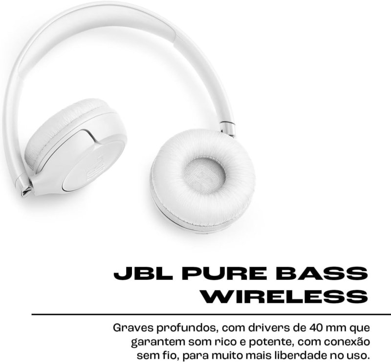 JBL Tune 530BT - Bluetooth Over-Ear - 76H Bateria - Branco