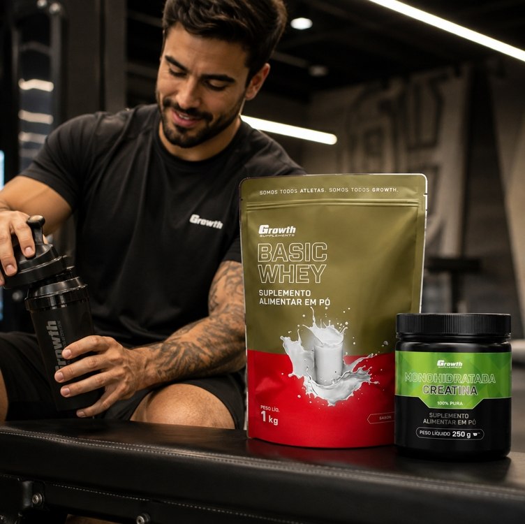 Kit Growth: Whey Protein Basic Natural 1kg + Creatina Monohidratada 250g