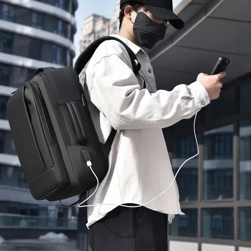 Mochila jiesipote À Prova D'água Reforçada Expansível Cor Preto