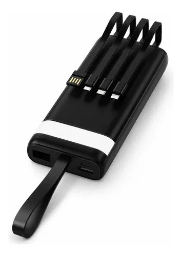 Power Bank Kapbom 20.000mah Carregamento Rápido 4 Cabos Led Preto