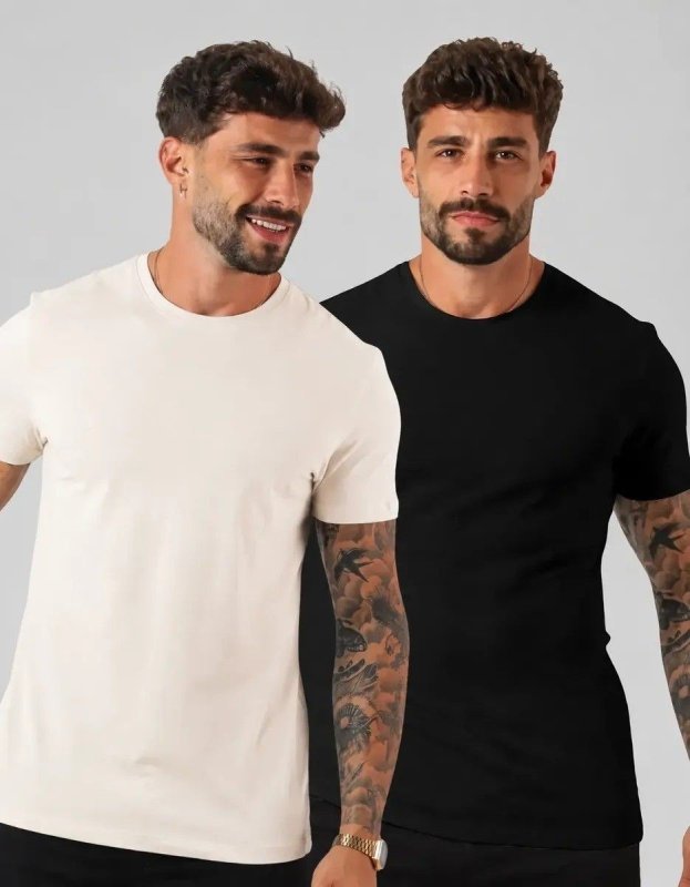 Kit 2 Camiseta Masculina Malha Peruana Premium