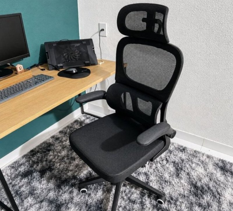 Cadeira Escritório Ergonômica Genebra B500 Luvinco Cor Preto Com Suporte Lombar Estofado Mesh