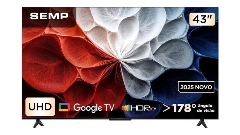 Smart TV Semp 43 Polegadas LED Hva 4K S62 WiFi Bluetooth Google TV