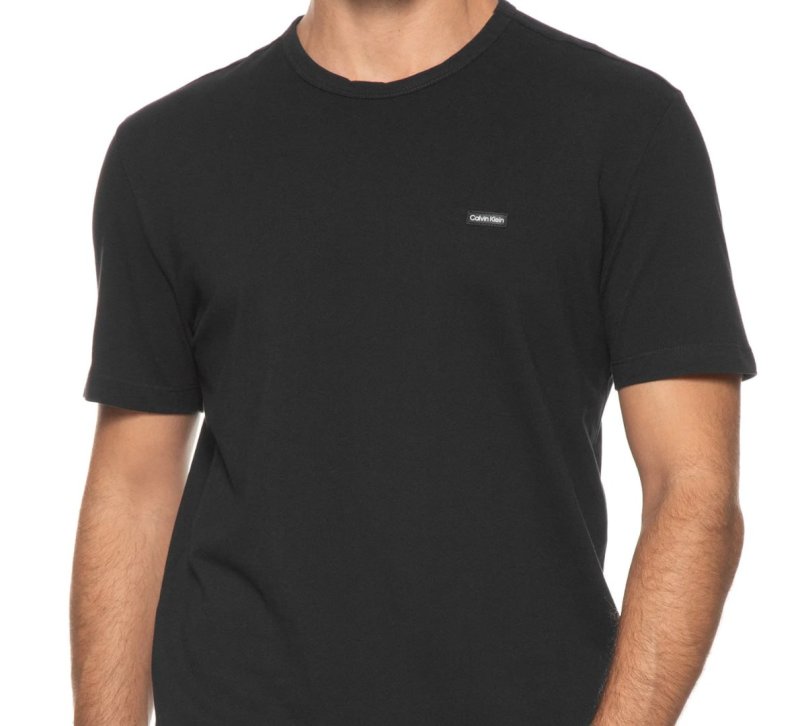 Camiseta Calvin Klein Masculina Piquet Orgânico Preta