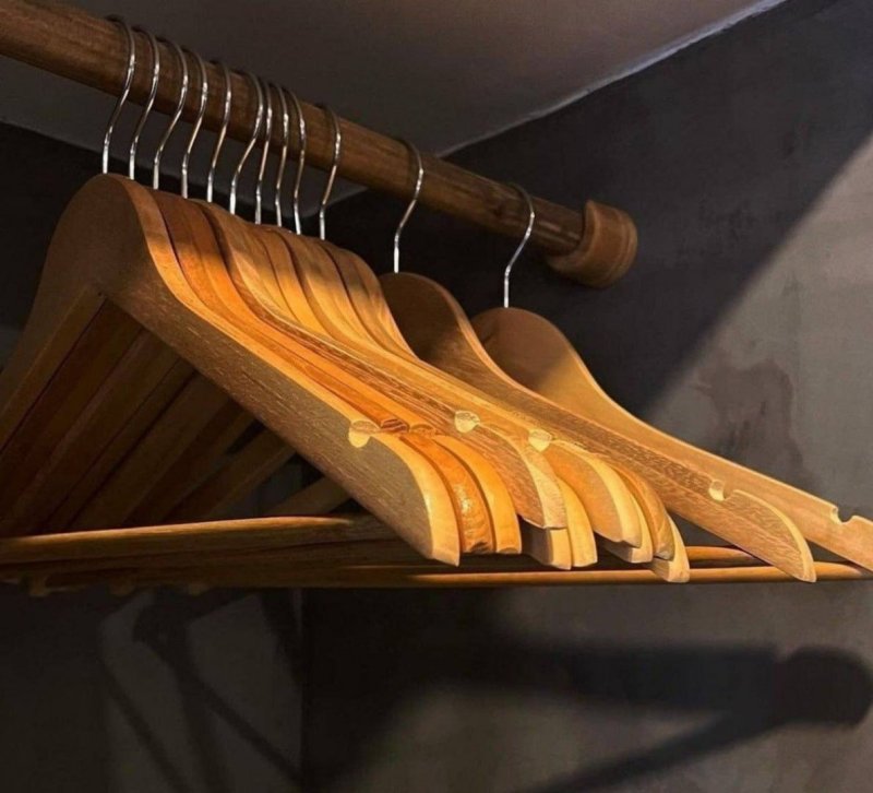 Kit 30 Cabides Madeira Premium 45cm Adulto Closet Madeira