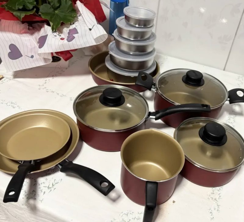 Jogo De Panelas Tramontina Turim 12pçs C/ Kit Tigelas Inox Vermelho