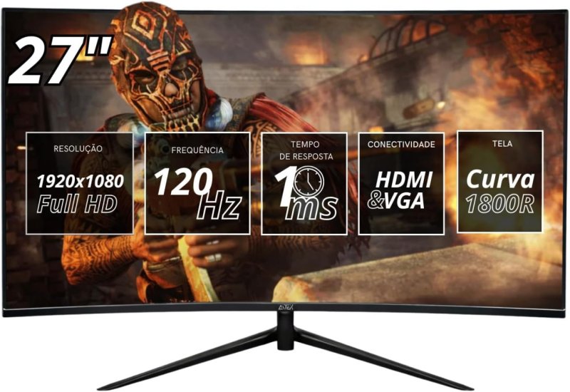 Monitor Gamer Curvo 27" Full HD 1920x1080, 120Hz/1ms HDMI VGA FreeSync
